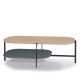 Table basse rectangulaire 120 x 60 cm EXO Kendo, plateau chêne clair et tablette brouillard