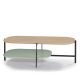 Table basse rectangulaire 120 x 60 cm EXO Kendo, plateau chêne clair et tablette menthe