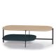Table basse rectangulaire 120 x 60 cm EXO Kendo, plateau chêne clair et tablette océan