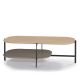 Table basse rectangulaire 120 x 60 cm EXO Kendo, plateau chêne clair et tablette taupe