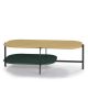 Table basse rectangulaire 120 x 60 cm EXO Kendo, plateau chêne naturel et tablette forêt