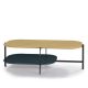Table basse rectangulaire 120 x 60 cm EXO Kendo, plateau chêne naturel et tablette océan