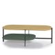 Table basse rectangulaire 120 x 60 cm EXO Kendo, plateau chêne naturel et tablette olive