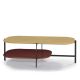 Table basse rectangulaire 120 x 60 cm EXO Kendo, plateau chêne naturel et tablette tuile