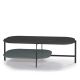 Table basse rectangulaire 120 x 60 cm EXO Kendo, plateau chêne teinté wengé et tablette brouillard