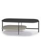 Table basse rectangulaire 120 x 60 cm EXO Kendo, plateau chêne teinté wengé et tablette pierre