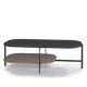 Table basse rectangulaire 120 x 60 cm EXO Kendo, plateau chêne teinté wengé et tablette taupe