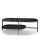 Table basse rectangulaire 120 x 60 cm EXO Kendo, plateau verre noir et tablette ardoise