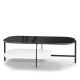Table basse rectangulaire 120 x 60 cm EXO Kendo, plateau verre noir et tablette blanc