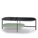 Table basse rectangulaire 120 x 60 cm EXO Kendo, plateau verre noir et tablette menthe