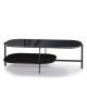 Table basse rectangulaire 120 x 60 cm EXO Kendo, plateau verre noir et tablette noir