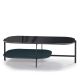 Table basse rectangulaire 120 x 60 cm EXO Kendo, plateau verre noir et tablette océan