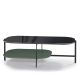 Table basse rectangulaire 120 x 60 cm EXO Kendo, plateau verre noir et tablette olive