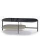 Table basse rectangulaire 120 x 60 cm EXO Kendo, plateau verre noir et tablette pierre