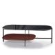 Table basse rectangulaire 120 x 60 cm EXO Kendo, plateau verre noir et tablette tuile