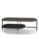 Table basse rectangulaire 120 x 60 cm EXO Kendo, plateau chêne teinté gris et tablette ardoise