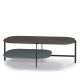 Table basse rectangulaire 120 x 60 cm EXO Kendo, plateau chêne teinté gris et tablette brouillard