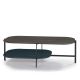 Table basse rectangulaire 120 x 60 cm EXO Kendo, plateau chêne teinté gris et tablette océan