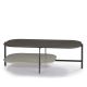 Table basse rectangulaire 120 x 60 cm EXO Kendo, plateau chêne teinté gris et tablette pierre