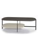 Table basse rectangulaire 120 x 60 cm EXO Kendo, plateau chêne teinté gris et tablette sable