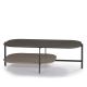Table basse rectangulaire 120 x 60 cm EXO Kendo, plateau chêne teinté gris et tablette taupe