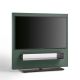 Meuble télévision TOTEM Kendo, étagère thermo-laqué noire, coloris olive