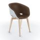 Chaise rembourrée simili cuir cappuccino & pieds hêtre teinté érable, coque blanc UNI-KA 599 M Et-al