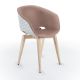 Chaise rembourrée simili cuir light rose birke & pieds hêtre teinté érable, coque blanc UNI-KA 599 M Et-al
