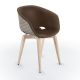 Chaise rembourrée simili cuir cappuccino & pieds hêtre teinté érable, coque tourterelle UNI-KA 599 M Et-al