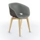 Chaise rembourrée simili cuir ashgrey & pieds hêtre naturel, coque argile UNI-KA 599 M Et-al