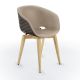 Chaise rembourrée simili cuir birke & pieds hêtre naturel, coque argile UNI-KA 599 M Et-al