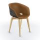 Chaise rembourrée simili cuir cashmere & pieds hêtre naturel, coque argile UNI-KA 599 M Et-al