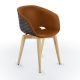 Chaise rembourrée simili cuir sherry & pieds hêtre naturel, coque argile UNI-KA 599 M Et-al