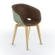 Chaise rembourrée simili cuir cappuccino & pieds hêtre naturel, coque pistache UNI-KA 599 M Et-al