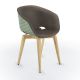 Chaise rembourrée simili cuir cinder & pieds hêtre naturel, coque pistache UNI-KA 599 M Et-al