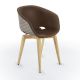 Chaise rembourrée simili cuir cappuccino & pieds hêtre naturel, coque tourterelle UNI-KA 599 M Et-al