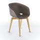 Chaise rembourrée simili cuir cinder & pieds hêtre naturel, coque tourterelle UNI-KA 599 M Et-al