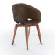 Chaise rembourrée simili cuir cappuccino & pieds hêtre noyer canaletto, coque argile UNI-KA 599 M Et-al