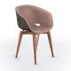 Chaise rembourrée simili cuir light rosé & pieds hêtre noyer canaletto, coque argile UNI-KA 599 M Et-al