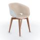 Chaise rembourrée simili cuir perle & pieds hêtre noyer canaletto, coque blanc UNI-KA 599 M Et-al