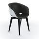 Chaise rembourrée simili cuir anthrazit & pieds hêtre teinté noir, coque blanche UNI-KA 599 M Et-al