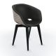 Chaise rembourrée simili cuir anthrazit & pieds hêtre teinté noir, coque tourterelle UNI-KA 599 M Et-al