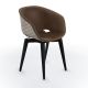 Chaise rembourrée simili cuir cappuccino & pieds hêtre teinté noir, coque tourterelle UNI-KA 599 M Et-al