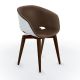 Chaise rembourrée simili cuir cappuccino & pieds hêtre teinté wengé, coque blanc UNI-KA 599 M Et-al