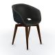 Chaise rembourrée simili cuir anthrazit & pieds hêtre teinté wengé, coque noir UNI-KA 599 M Et-al