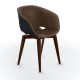 Chaise rembourrée simili cuir cappuccino & pieds hêtre teinté wengé, coque noir UNI-KA 599 M Et-al
