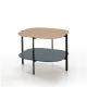 Table d'appoint carrée 60 x 60 EXO Kendo, plateau chêne clair et tablette brouillard