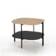 Table d'appoint carrée 60 x 60 EXO Kendo, plateau chêne clair et tablette graphite