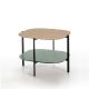 Table d'appoint carrée 60 x 60 EXO Kendo, plateau chêne clair et tablette menthe