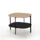 Table d'appoint carrée 60 x 60 EXO Kendo, plateau chêne clair et tablette noir